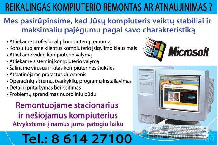 Kompiterių remontas Telšiuose Tel. 861427100