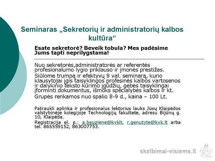 Seminaras „Sekretorių ir administratorių kalbos kultūra“