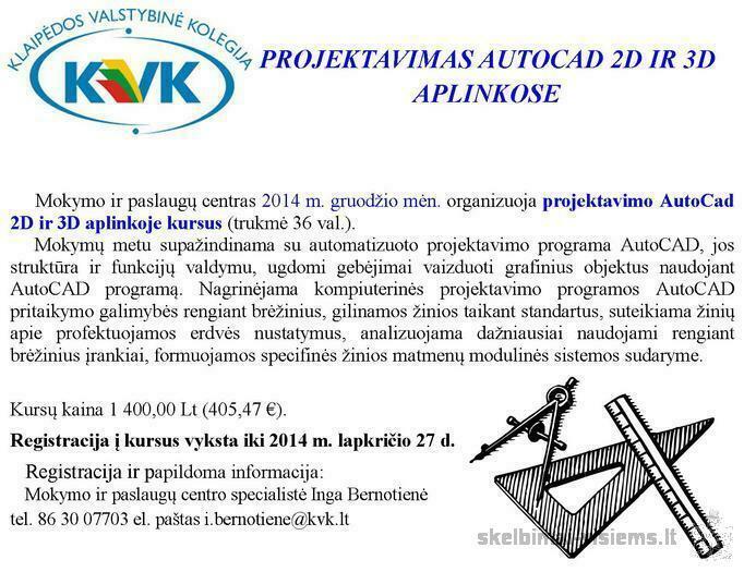 Projektavimas autocad 2d ir 3d aplinkose