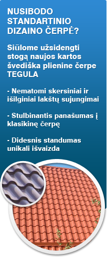 Stogų ir sienų dangos, lietaus vandens nutekėjimo sistemos pardavimas. ORIGAMI - TEGULA - LINDAB