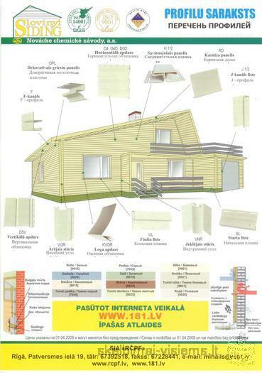 Skelbimas apie lentelių Slovinyl siding pardavimą.