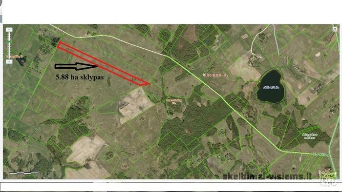 Parduodamas 5,88ha ž.ū.p. sklypas Utenos raj