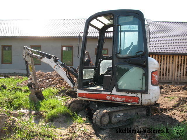 Bobcat nuoma, mini ekskavatoriaus nuoma