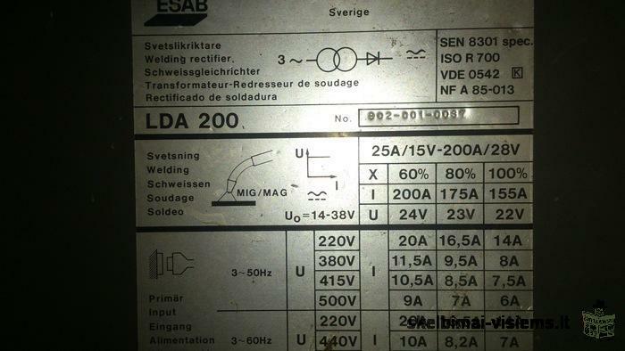 parduodama plovimo aparatas ALTO ir suvirinimo aparatas ESAB LD 200