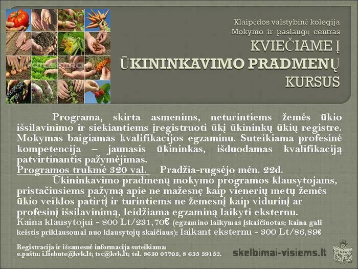 Ūkininkavimo pradmenų kursai