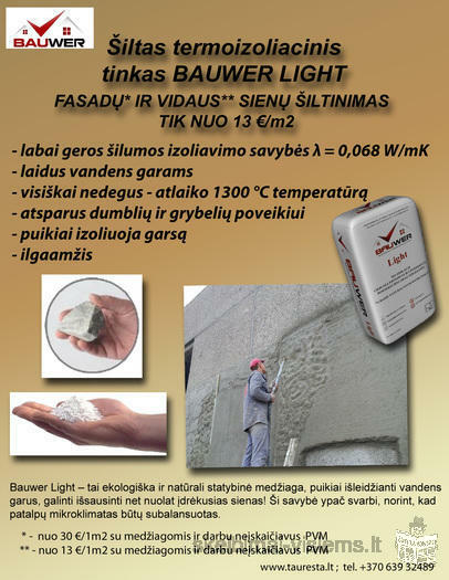 Šiltas vulkaninių uolienų tinkas BAUWER LIGHT