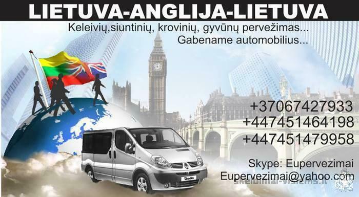 Keleivių, siuntų, gyvūnų pervežimas LT-UK-LT