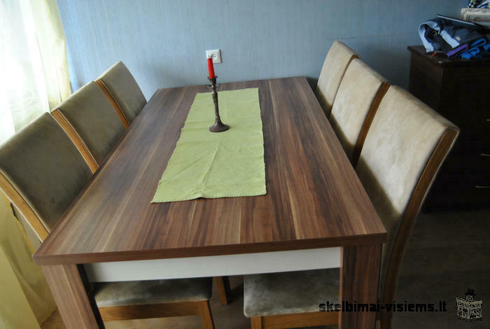 Vokiškas stalas + 6 kėdės